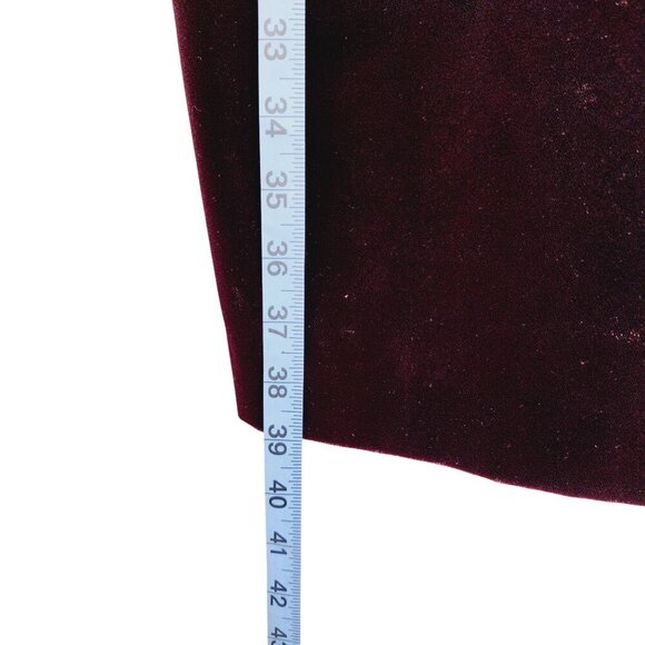 Maggy London Petites Velvet Mid Dress  Burgundy Short Sleeve Scalloped Size 14 - Picture 7 of 11
